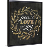 "Peace Love And Joy" Black Float Frame Canvas Art