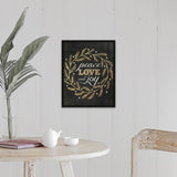 "Peace Love And Joy" Black Float Frame Canvas Art