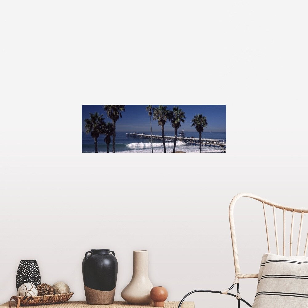 "Pier over an ocean, San Clemente Pier, Los Angeles County, California" Poster Print - Multi