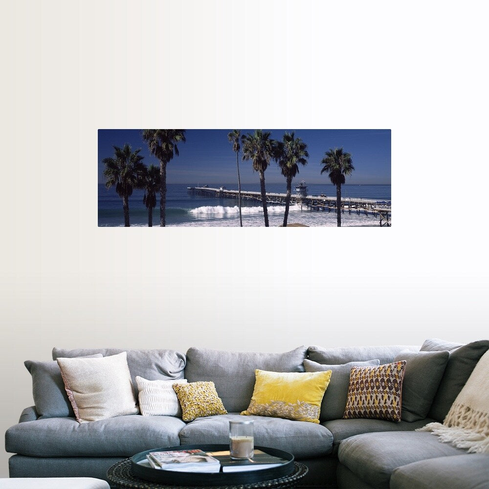 "Pier over an ocean, San Clemente Pier, Los Angeles County, California" Poster Print - Multi