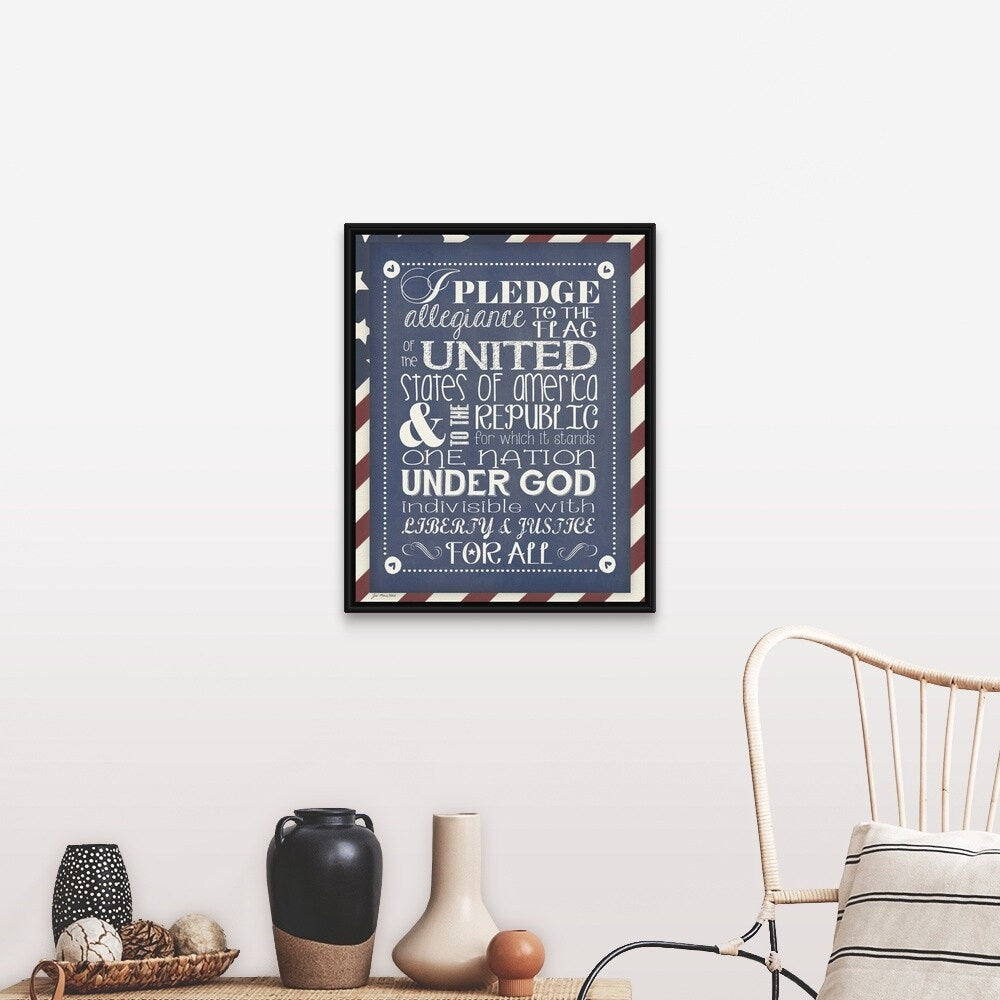 "Pledge Of Allegiance" Black Float Frame Canvas Art
