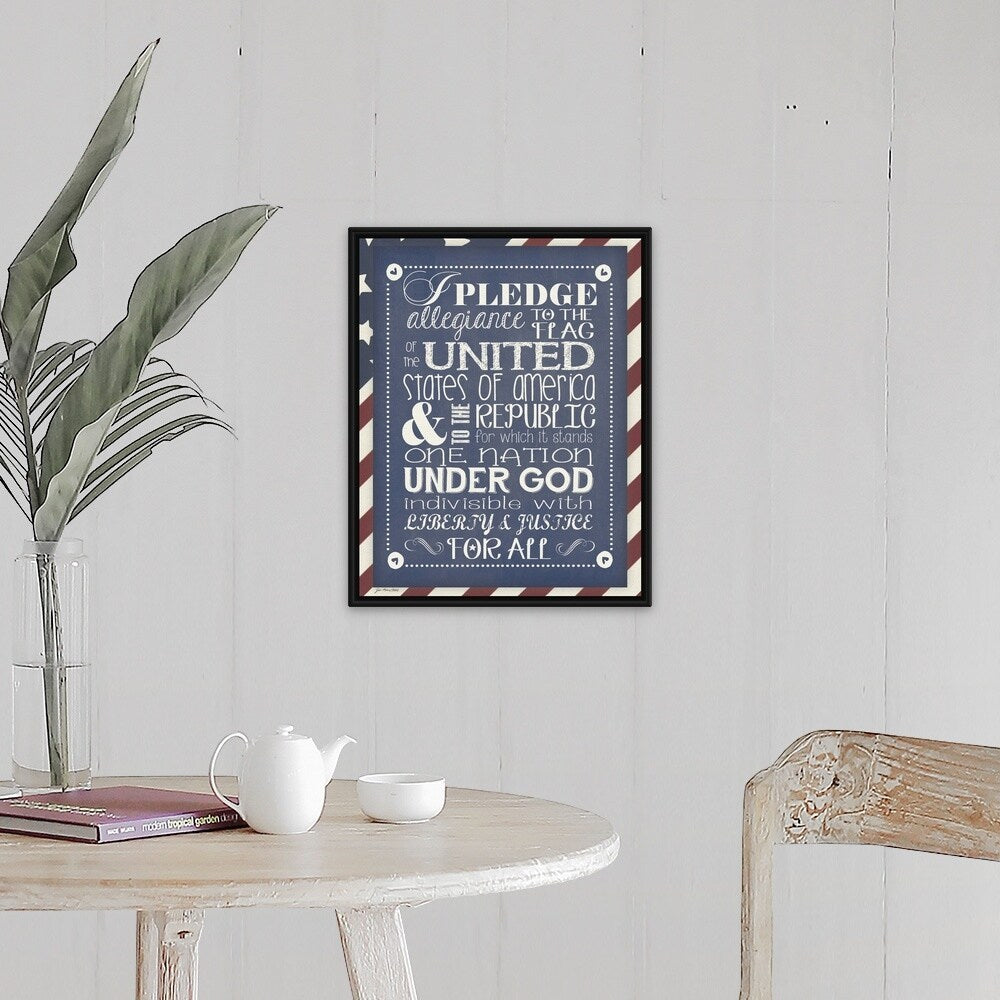 "Pledge Of Allegiance" Black Float Frame Canvas Art