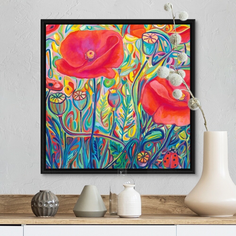 "Poppy Ambrosia" Black Float Frame Canvas Art