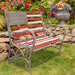 "Proud to Be an American" Flag Iron Garden Bench - 45.28" L x 20.47" W x 37" H