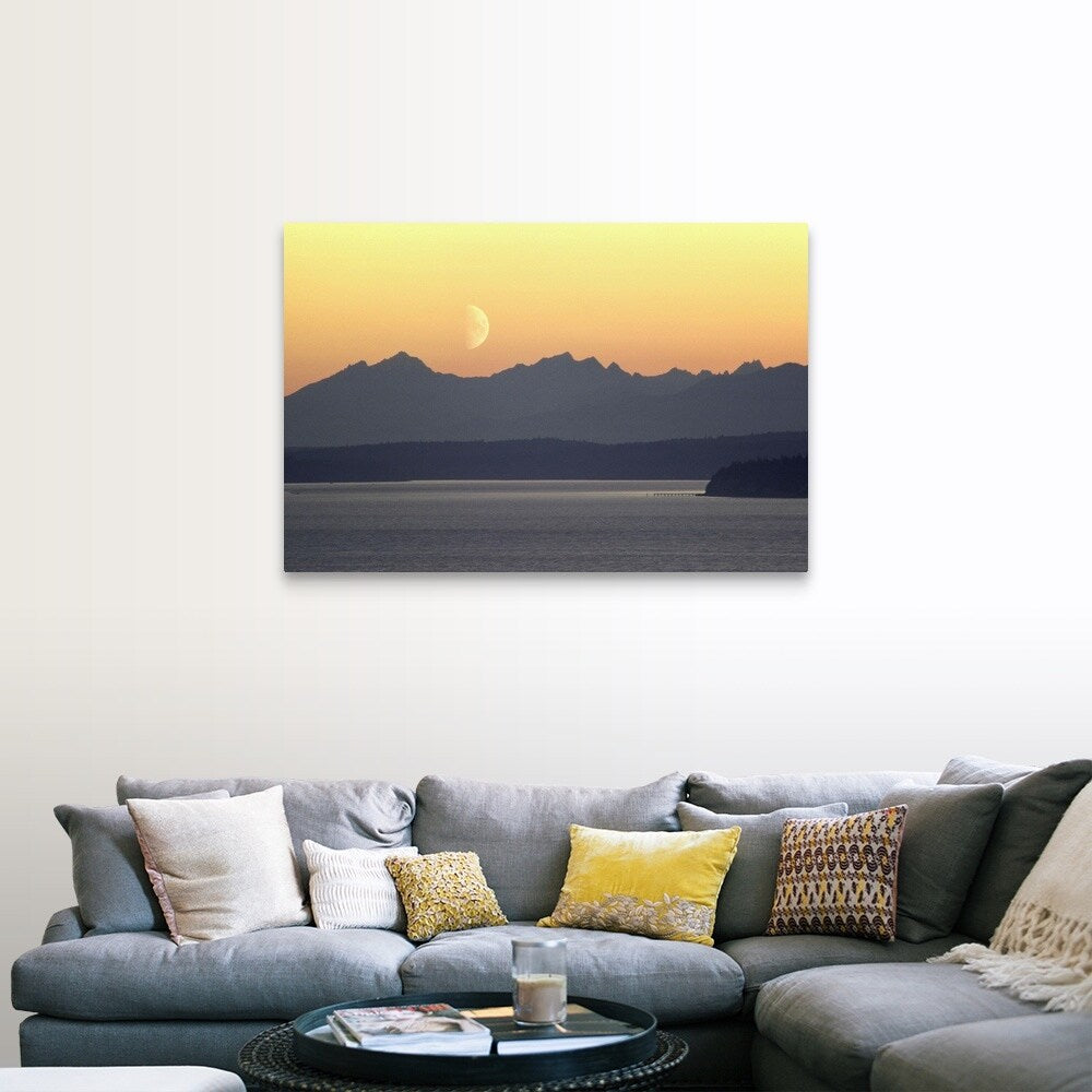 "Puget Sound Moonset - Washington" Canvas Wall Art