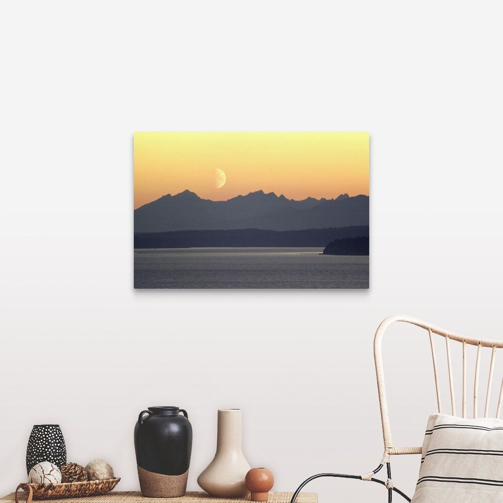 "Puget Sound Moonset - Washington" Canvas Wall Art
