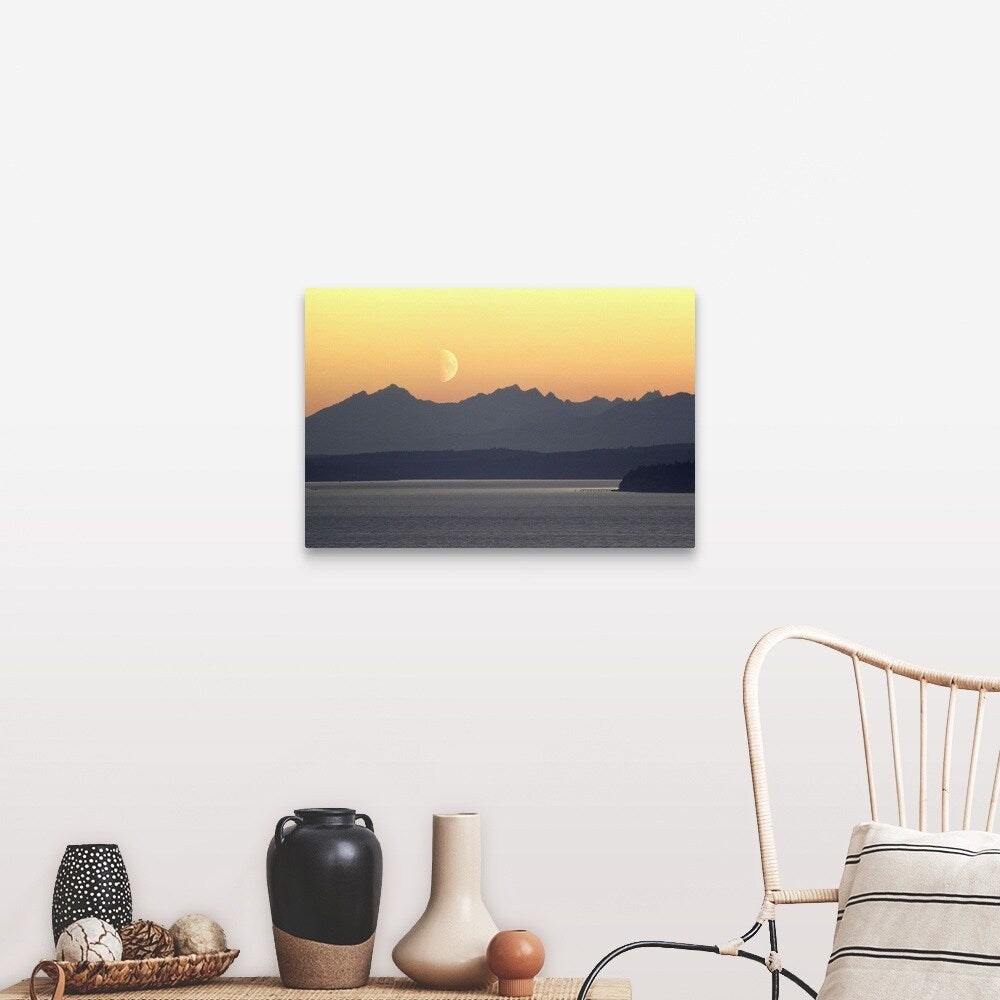 "Puget Sound Moonset - Washington" Canvas Wall Art