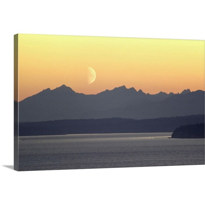 "Puget Sound Moonset - Washington" Canvas Wall Art