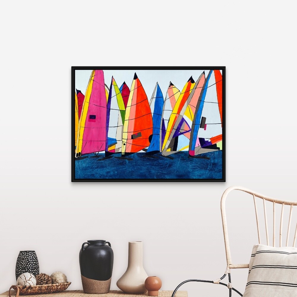 "Racing the Wind" Black Float Frame Canvas Art