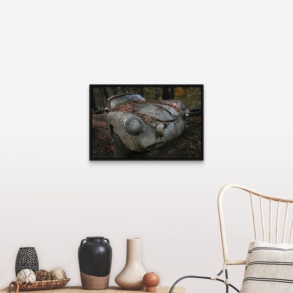 "Red Forest" Black Float Frame Canvas Art