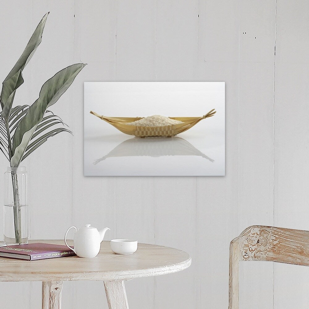 "Rice in a woven basket" Canvas Wall Art