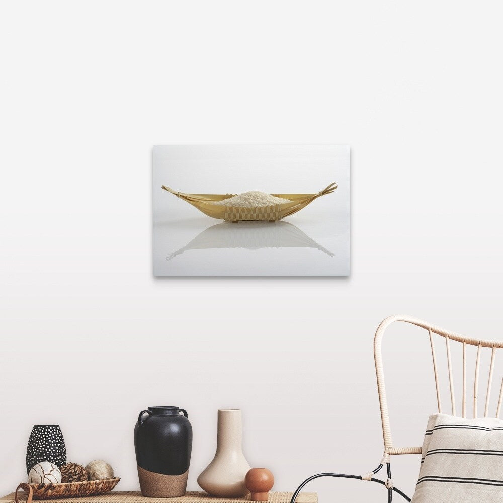 "Rice in a woven basket" Canvas Wall Art