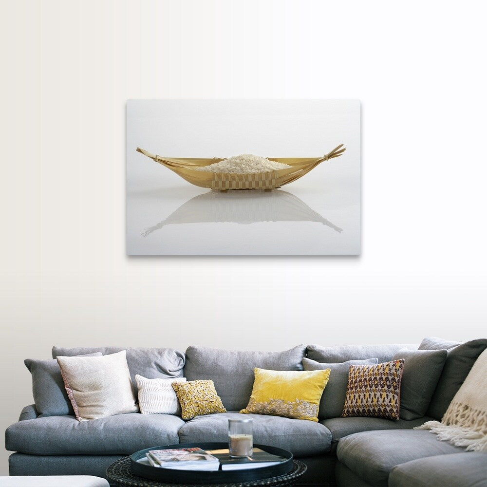 "Rice in a woven basket" Canvas Wall Art