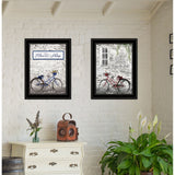 "Romantic Bicycles" 2-Piece Vignette by Lori Deiter, Black Frame - Earthtone