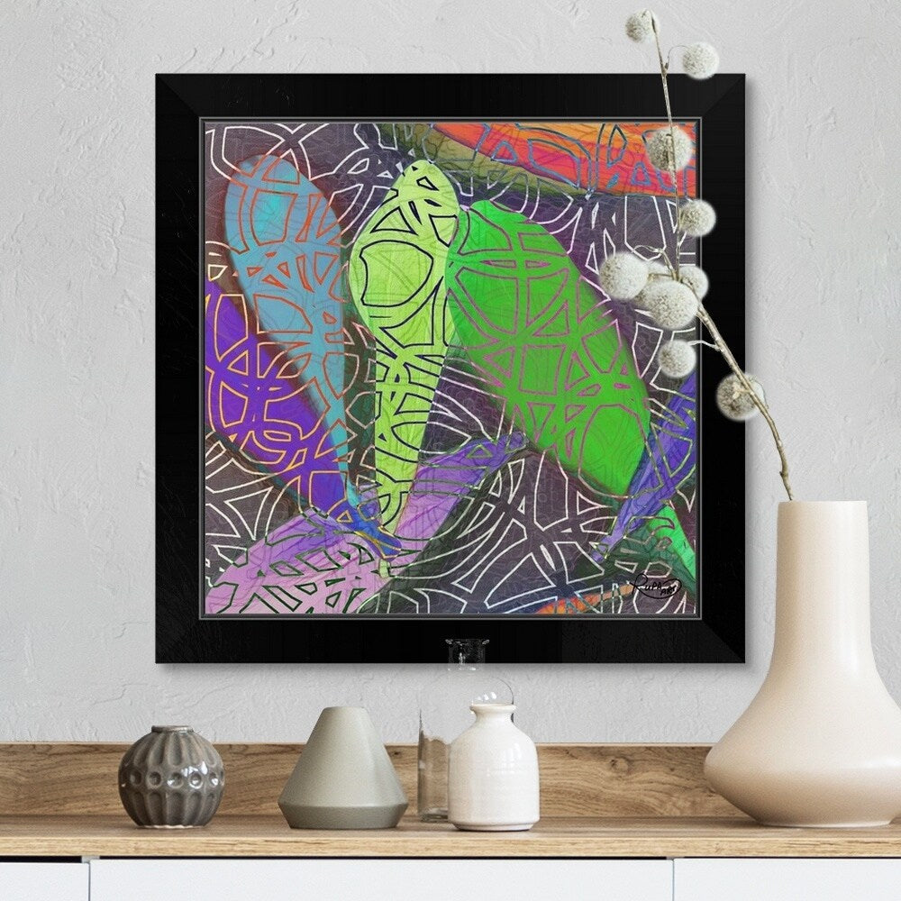 "Scribbled Petals" Black Framed Print