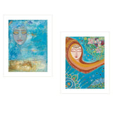 "Sea Goddess II" 2-Piece Vignette by Lorri Hanna, White Frame