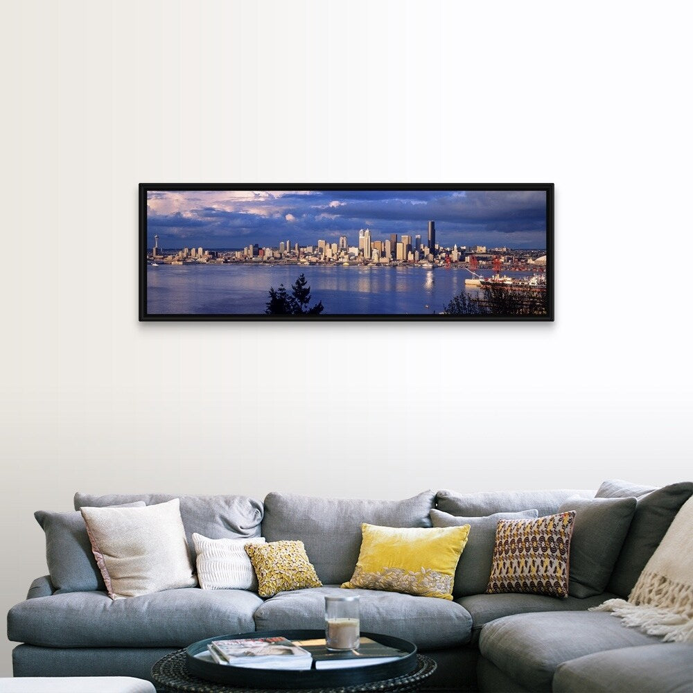 "Seattle WA" Black Float Frame Canvas Art
