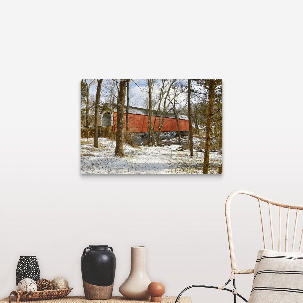 "Sheard's Mill covered bridge, eastern PA" Canvas Wall Art