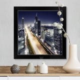 "Sheikh zayed road at night, United Arab Emirates" Black Framed Print