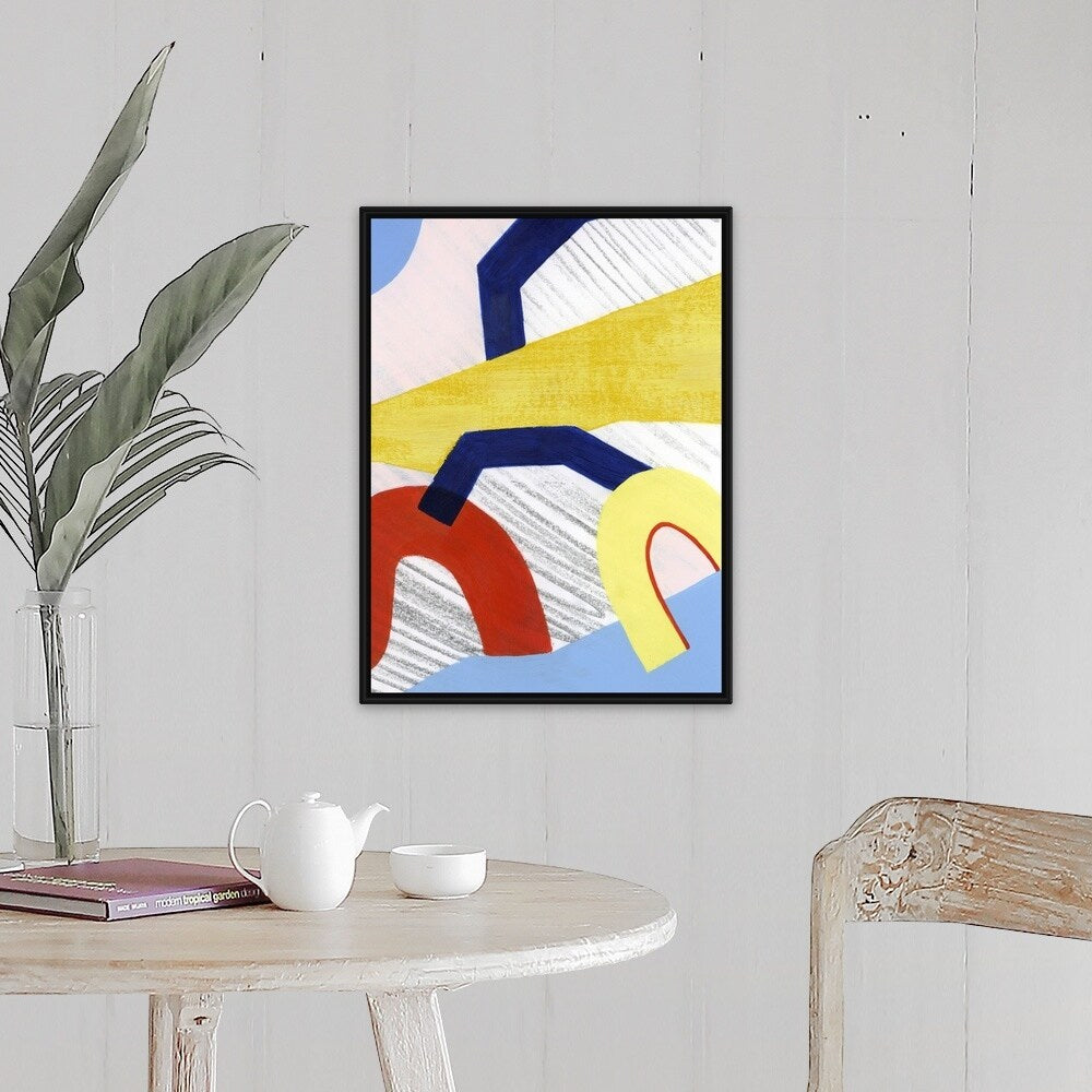 "Simple Scribbles I" Black Float Frame Canvas Art