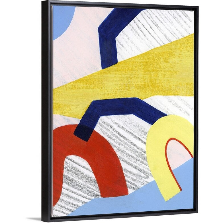 "Simple Scribbles I" Black Float Frame Canvas Art