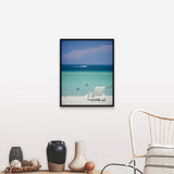 "Single Beach Chair Miami Beach FL" Black Float Frame Canvas Art