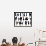 "Skirts and Suits" Black Float Frame Canvas Art