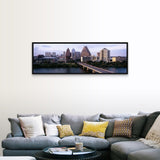 "Skylines in a city, Lady Bird Lake, Colorado River, Austin, Travis County, Texas" Black Float Frame Canvas Art