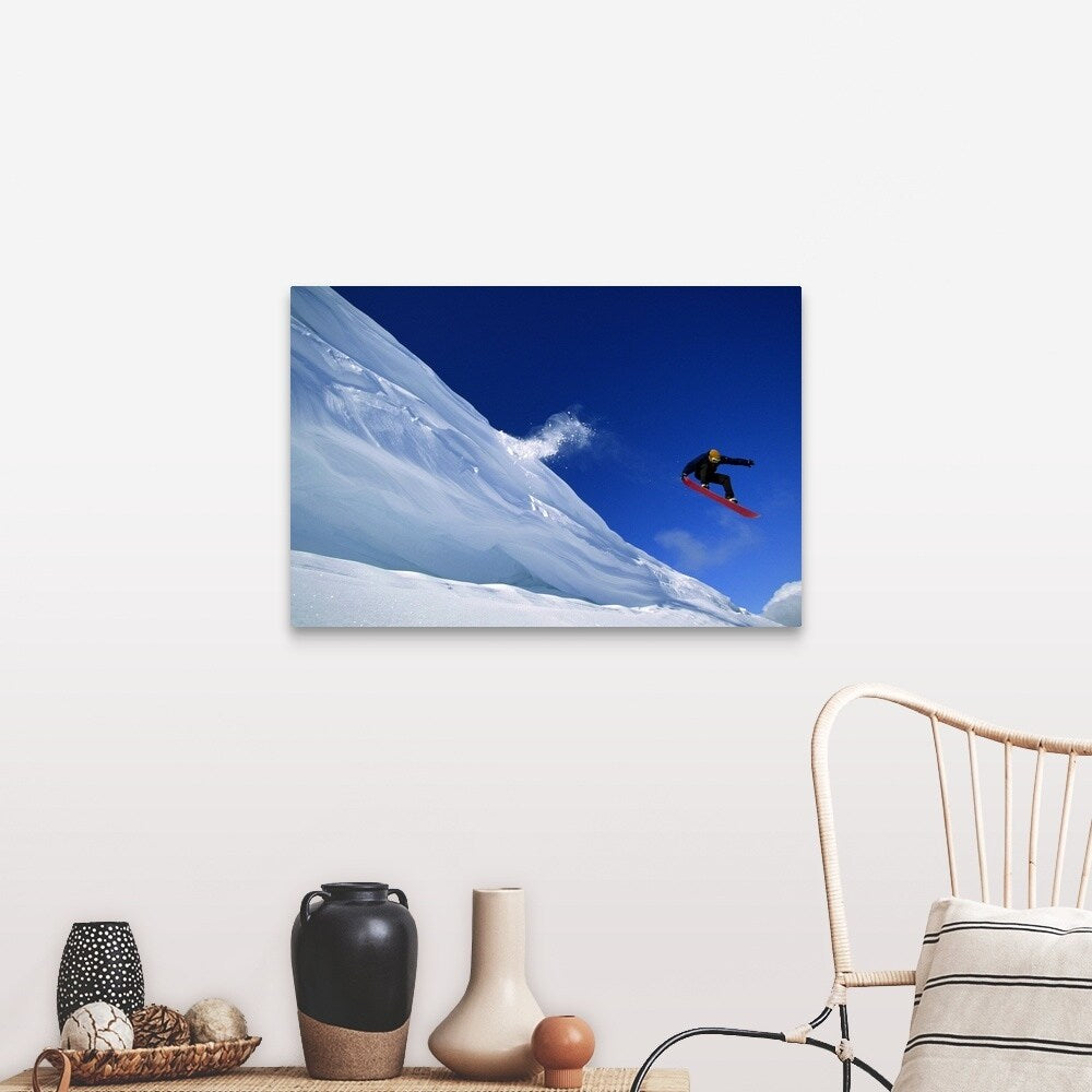 "Snowboarder in mid-air" Canvas Wall Art