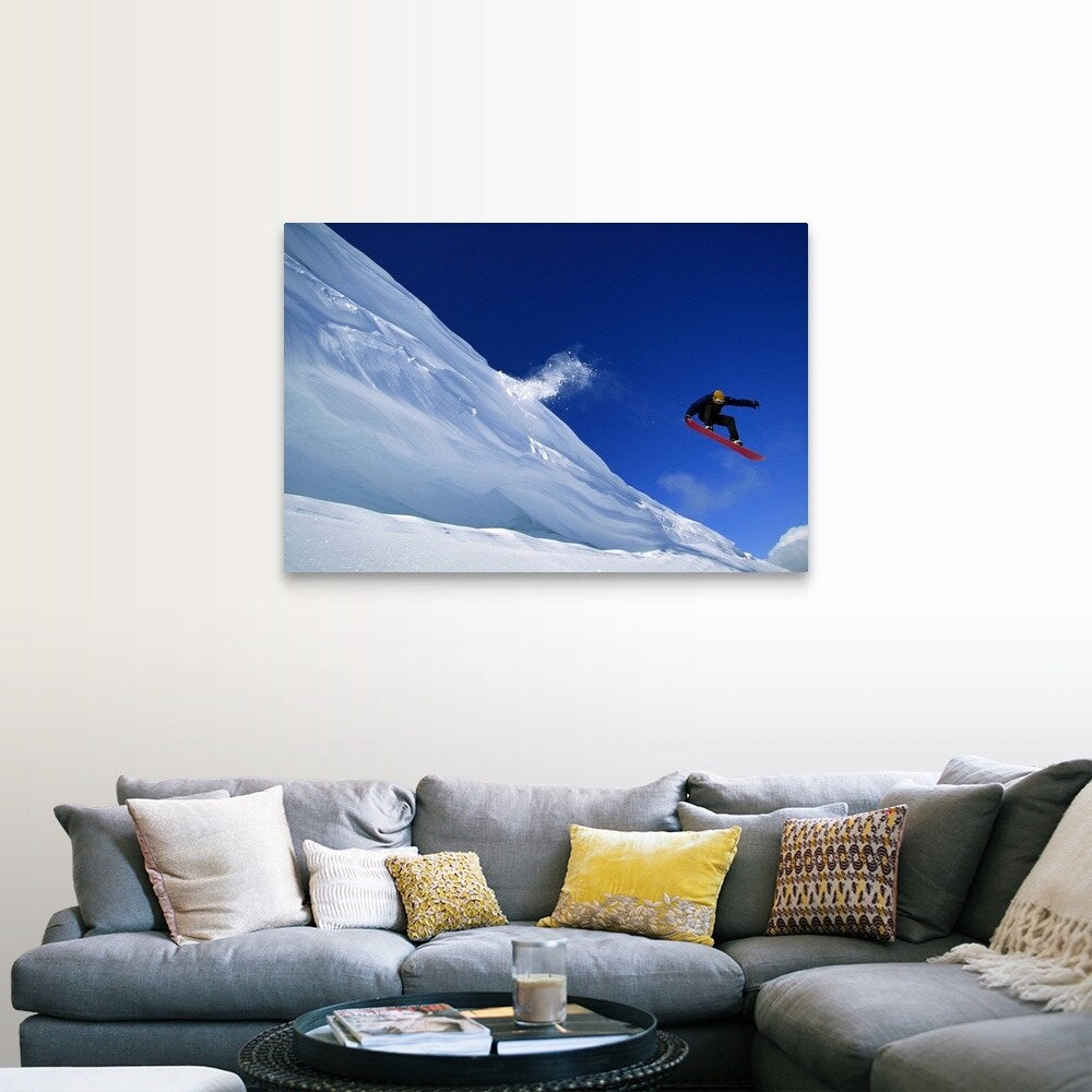 "Snowboarder in mid-air" Canvas Wall Art