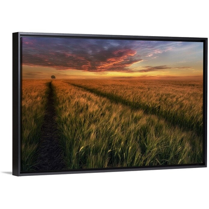 "Somewhere At Sunset" Black Float Frame Canvas Art