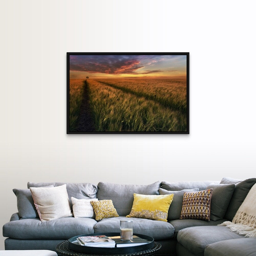 "Somewhere At Sunset" Black Float Frame Canvas Art