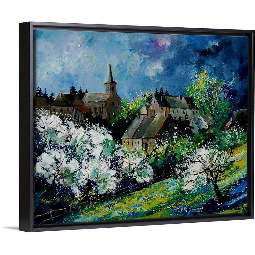 "Spring In Fays Famenne" Black Float Frame Canvas Art