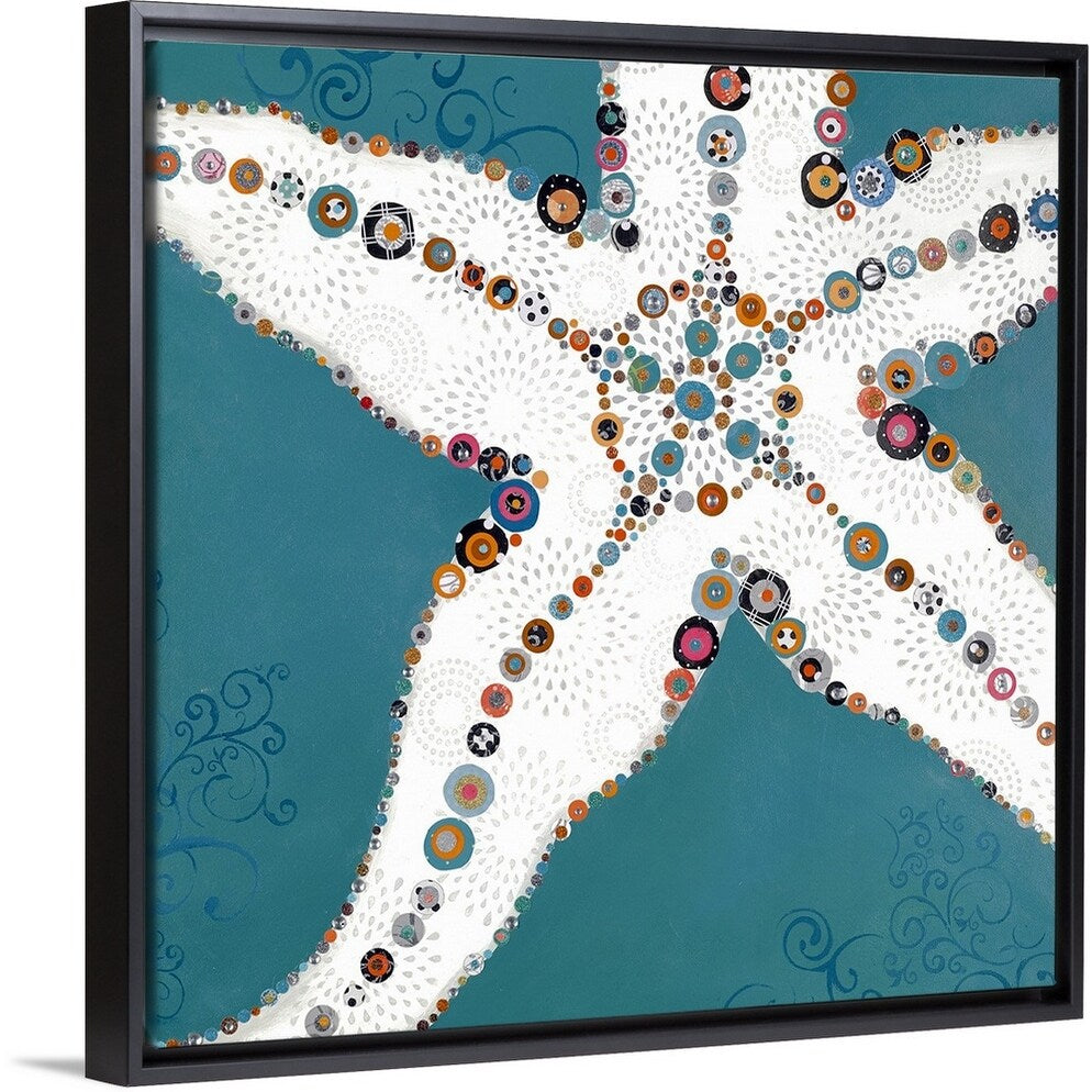 "Star Fish Turquoise" Black Float Frame Canvas Art
