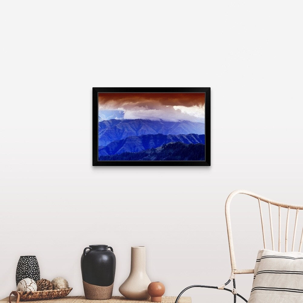 "Storm Clouds Over Hells Canyon" Black Framed Print