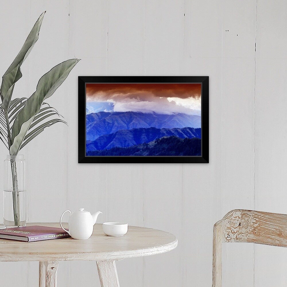 "Storm Clouds Over Hells Canyon" Black Framed Print