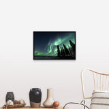 "Strong aurora over Walsh Lake, Northwest Territories, Canada." Black Float Frame Canvas Art