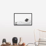 "Studio shot of mp3 player and earphones" Black Float Frame Canvas Art