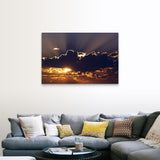 "Sun rising behind dark clouds, Montana" Canvas Wall Art
