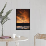 "Sunset over Quanah Parker Lake, Wichita Mountains Wildlife Refuge" Black Float Frame Canvas Art
