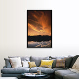"Sunset over Quanah Parker Lake, Wichita Mountains Wildlife Refuge" Black Float Frame Canvas Art