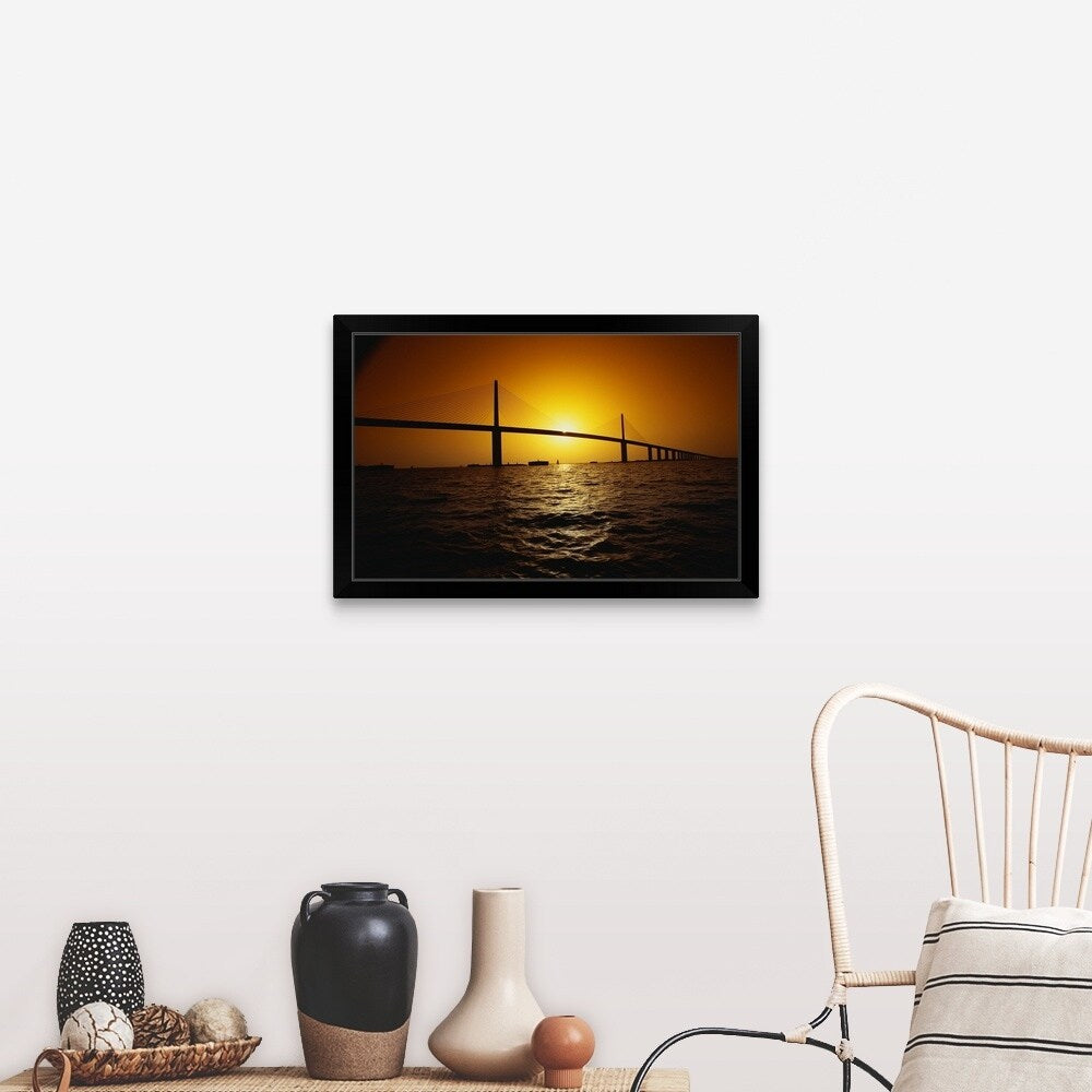 "Sunshine Bridge St Petersburg FL" Black Framed Print