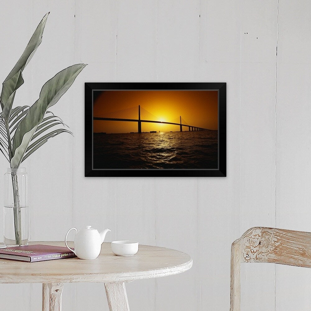 "Sunshine Bridge St Petersburg FL" Black Framed Print