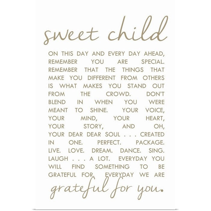 "Sweet Child Letter" Poster Print