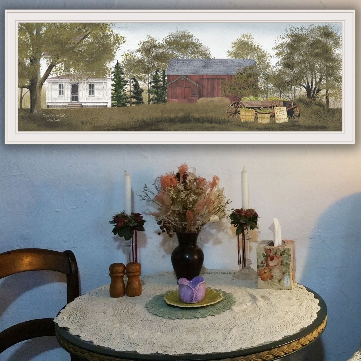 TrendyDecor4U Farmhouse "Sweet Corn For Sale" Framed Print Wall Art by Billy Jacobs - Earthtones