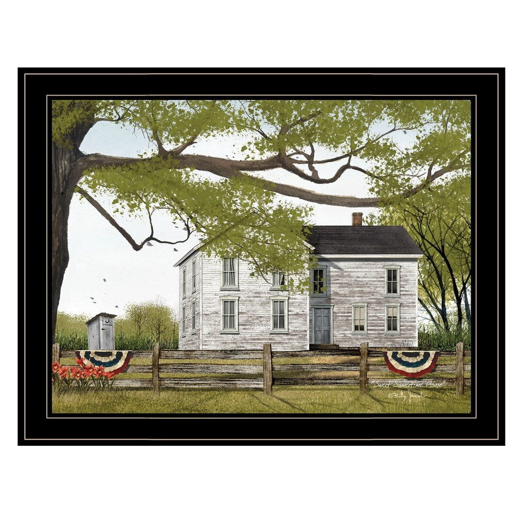 TrendyDecor4U Farmhouse "Sweet Summertime House" Framed Print Wall Art by Billy Jacobs