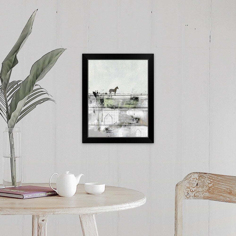 "The Brown Horse" Black Framed Print