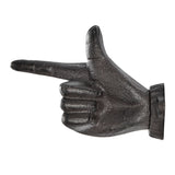 "Thumbs up & Pointing Finger" Dark Brown Cast Iron Wall Mount Hook Set (Set of 2)