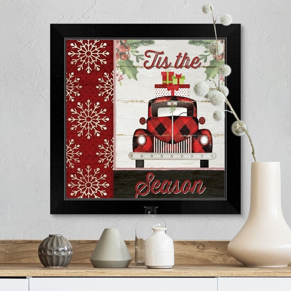 "Tis the Season Truck" Black Framed Print