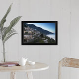 "Town on the hillside, Positano, Amalfi Coast, Campania, Italy" Black Framed Print